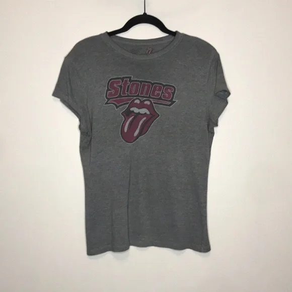 ROLLING STONES Tongue Out Gray Graphic Band Tee - Picture 2 of 8